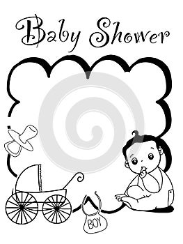 Cute baby girl or boy baby shower card invent illustration