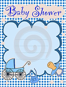 Cute baby girl or boy baby shower card invent illustration