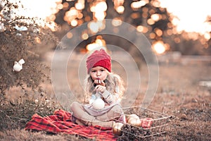 Cute baby girl with christmas decorations