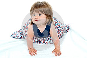 Cute baby girl crawling