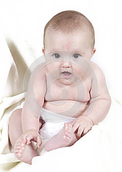 Cute baby girl in diaper