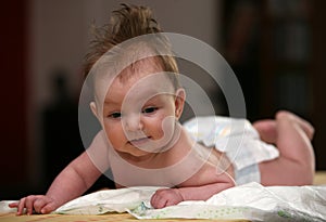 Cute baby girl in nappy