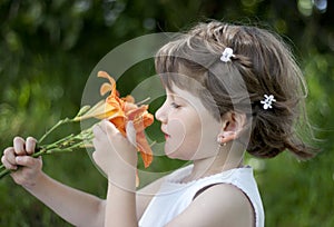Cute Baby Girl Playing Outdoor