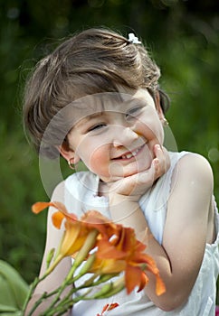 Cute Baby Girl Playing Outdoor