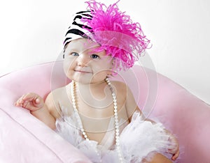 Cute Baby girl in tutu and hat