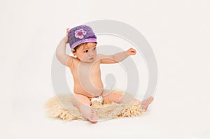 Cute baby girl wearing a hat
