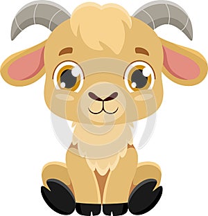 Cute Baby Goat Animal Cartoon Character