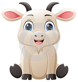 Cute baby goat cartoon sitting