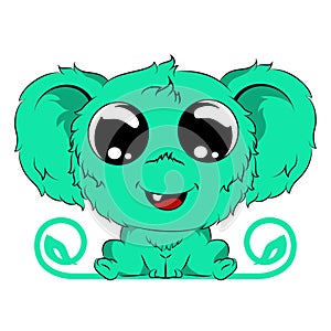 cute baby green furry monster