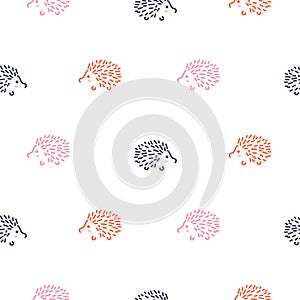 Cute baby hedgehogs seamless vector pattern.