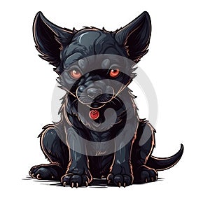 Cute Baby Hellhound On White Background Logo Digital Art. Generative AI