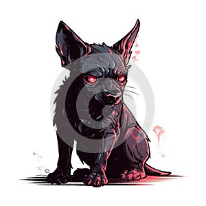 Cute Baby Hellhound On White Background Logo Digital Art. Generative AI