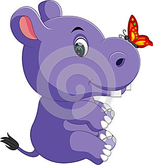 Cute baby hippo Cartoon