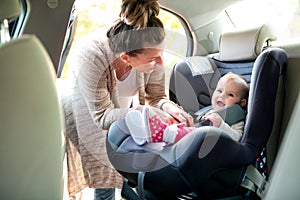 Cute baby in infant car seat