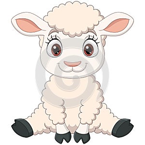 Cute baby lamb cartoon sitting