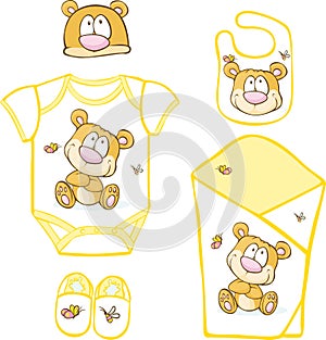 Cute Baby Layette with bear and butterfly photo