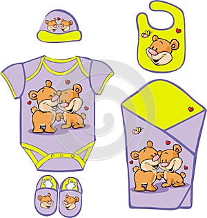 Cute Baby Layette with cute bear in love photo