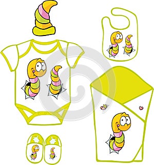 Cute Baby Layette with cute caterpillar and butterfly photo