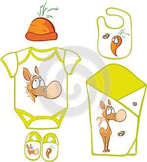 Cute Baby Layette with cute horse and carrot photo