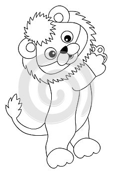 Cute Baby Lion Standing. Colouring Lion. Vector Lion Cub