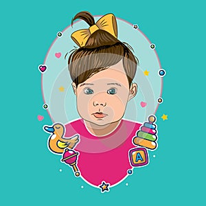 Cute baby little girl birthday portret