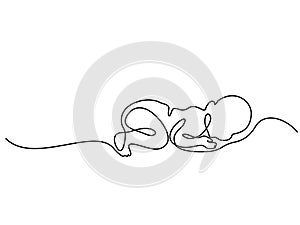 Cute baby is lying on the white background