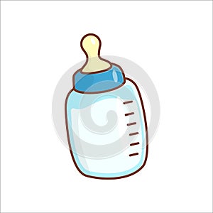 Cute baby milk bottle cartoon illustration