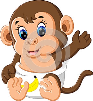 Cute baby monkey cartoon