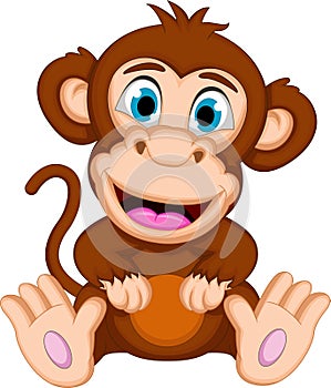 Cute baby monkey cartoon sitting