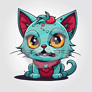 Cute baby monster cat feeling hungry vector illustration