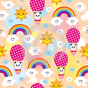 Cute baby panda bear seamless pattern