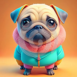 a cute baby pappy dog wearing coat full