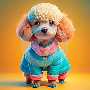 a cute baby pappy dog wearing coat full