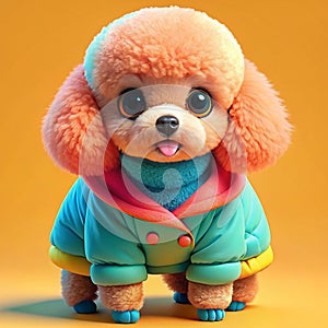 a cute baby pappy dog wearing coat full