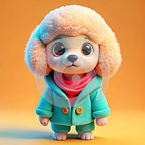 a cute baby pappy dog wearing coat full