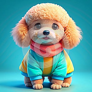 a cute baby pappy dog wearing coat full