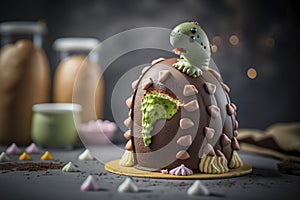 cute baby pastry dinosaur decorating cake