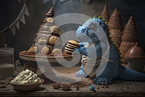 cute baby pastry dinosaur decorating cake