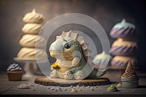 cute baby pastry dinosaur decorating cake