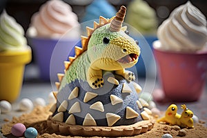 cute baby pastry dinosaur decorating cake