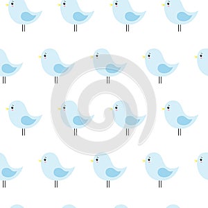 Cute baby pattern with blue birds.Vector background. kawaii
