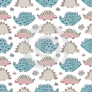 Cute baby pattern with dinosaurs, reptiles