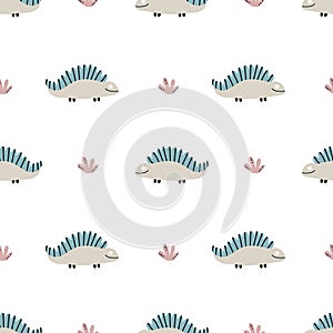 Cute baby pattern with dinosaurs. Seamless background