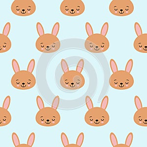 Cute baby pattern with little bunny. Cartoon animal girl print vector seamless. Sweet background with rabbit for children pajamas