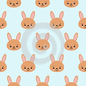 Cute baby pattern with little bunny. Cartoon animal girl print vector seamless. Sweet background with rabbit for children pajamas
