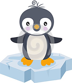 Cute baby penguin on a ice floe