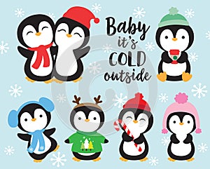 Cute Baby Penguins in Winter