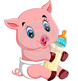 Cute baby pig cartoon