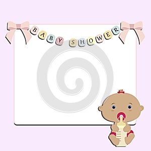 Cute baby pink background with white square frame.