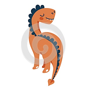 Cute baby playful dinosaur tyrannosaurus isolated on white background. Kid character dino monster for cool nursery